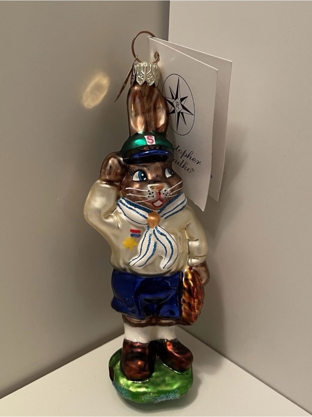 Vintage Christopher Radko “On Bunny’s Honor” Glass Ornament Retired Scouts